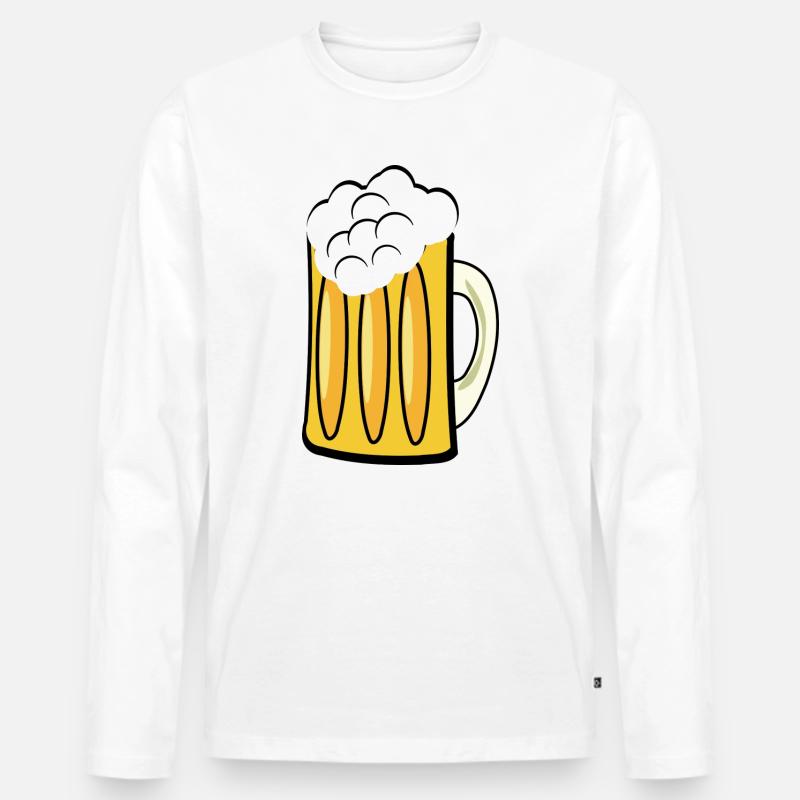 Bierkrug mit Schaum - Männer Premium Bio Langarmshirt - Weiß