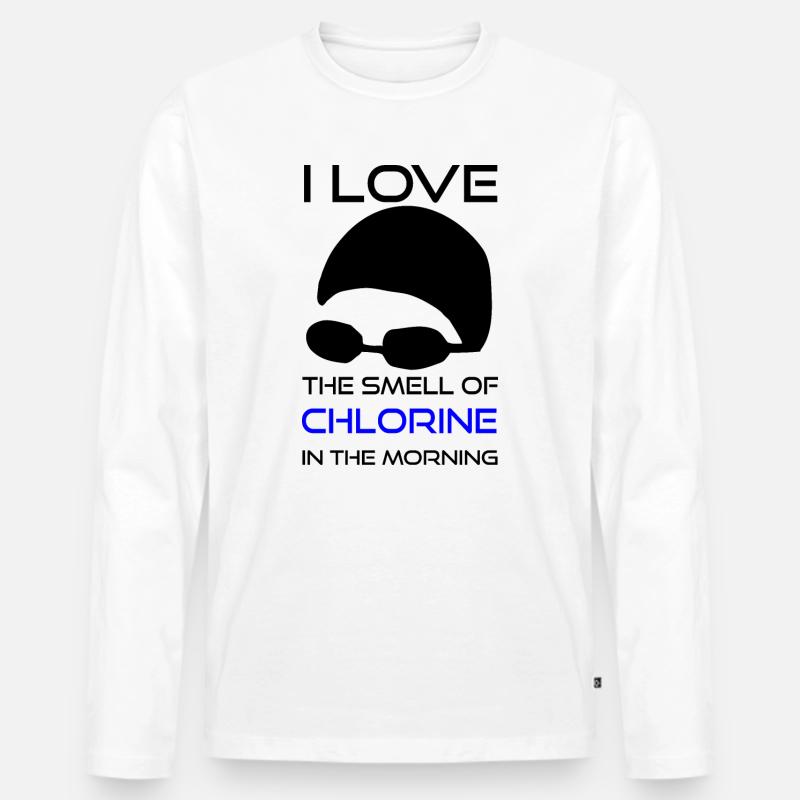 Schwimmen Spruch Chlor Geruch - Männer Premium Bio Langarmshirt - Weiß
