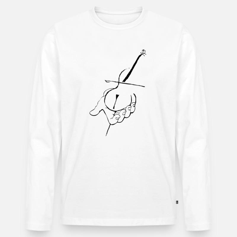Cello in der Hand - Männer Premium Bio Langarmshirt - Weiß