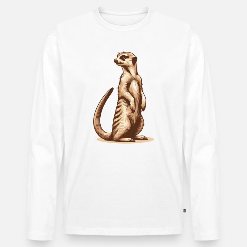 Erdmännchen - Männer Premium Bio Langarmshirt - Weiß