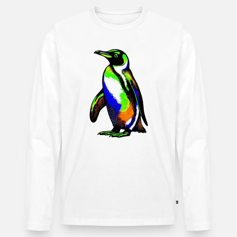 Pinguin - Männer Premium Bio Langarmshirt - Weiß