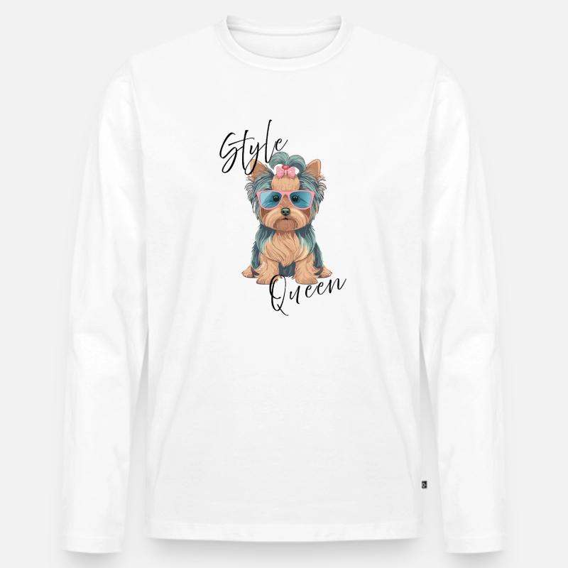 Style Queen Yorkshire Terrier - Männer Premium Bio Langarmshirt - Weiß