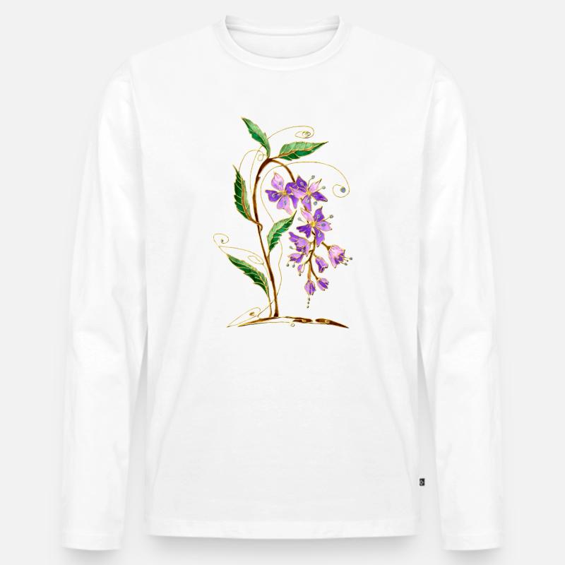 Blumen - Männer Premium Bio Langarmshirt - Weiß