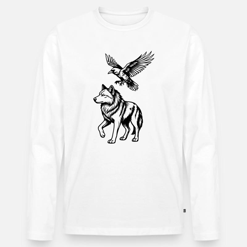 Wolf & Rabe - Männer Premium Bio Langarmshirt - Weiß