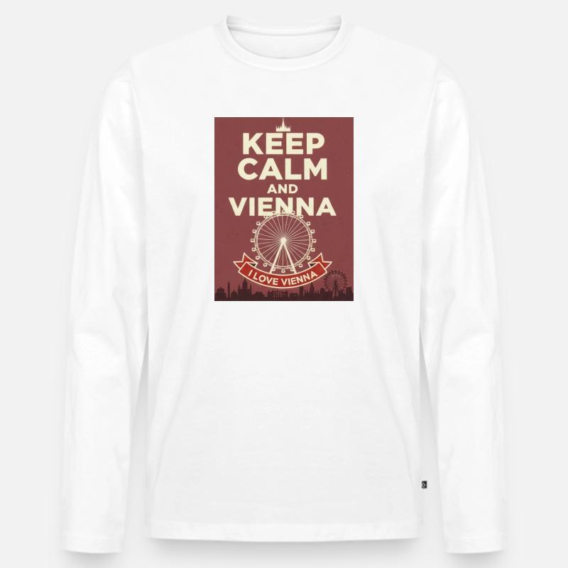 Keep Calm and Vienna - Männer Premium Bio Langarmshirt - Weiß