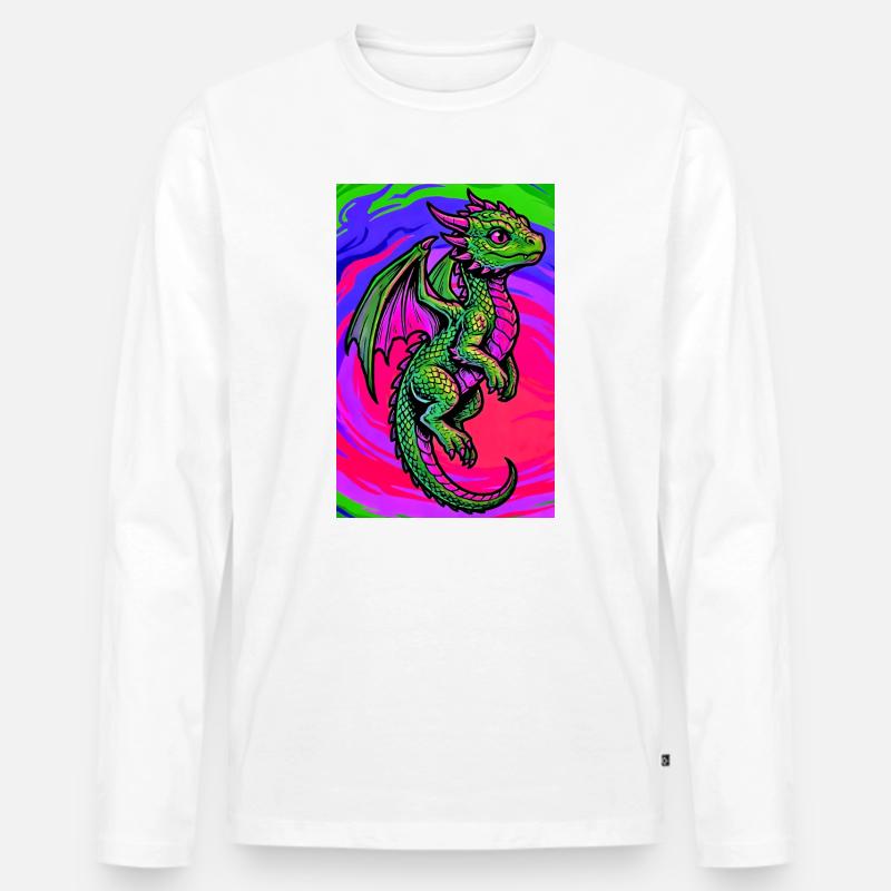 Drache - Männer Premium Bio Langarmshirt - Weiß