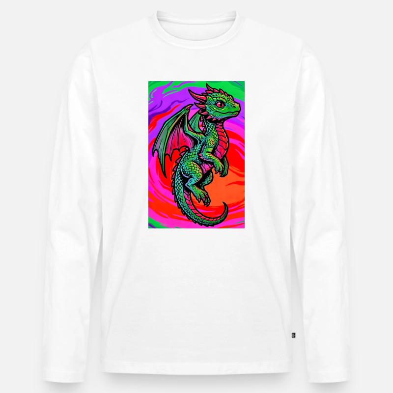 Drache - Männer Premium Bio Langarmshirt - Weiß