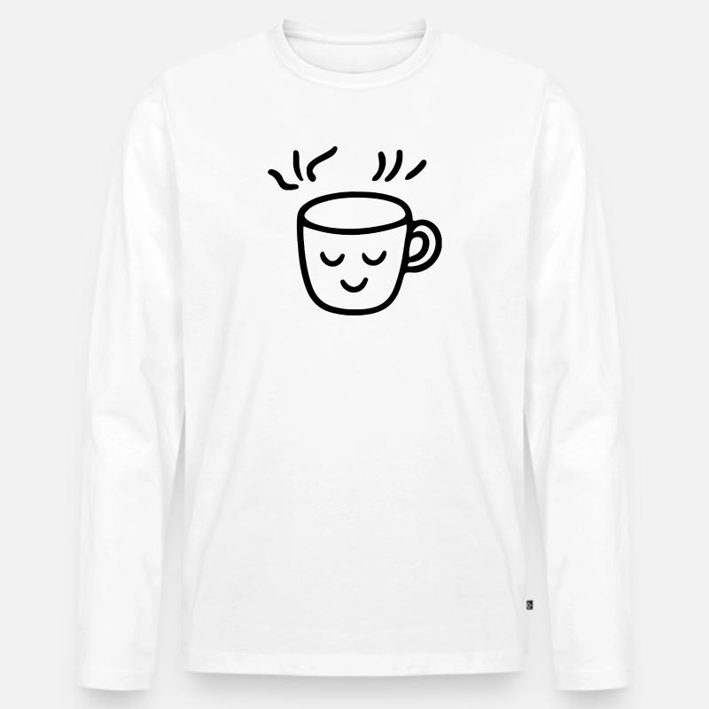 Kaffeetasse Kaffeejunkie Morgenmuffel - Männer Premium Bio Langarmshirt - Weiß