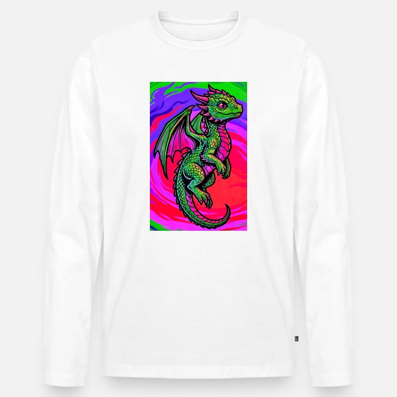 Drache - Männer Premium Bio Langarmshirt - Weiß