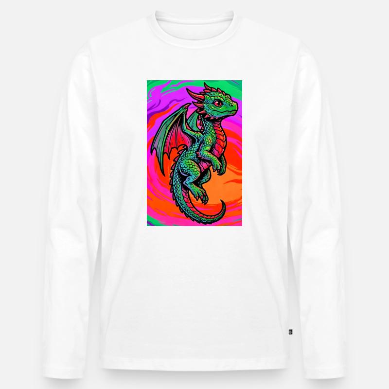 Drache - Männer Premium Bio Langarmshirt - Weiß