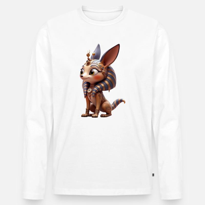 Goldener Steampunk-Gürteltier - Männer Premium Bio Langarmshirt - Weiß
