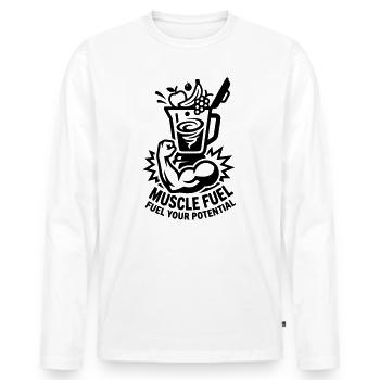 Énergie musculaire pour la forme physique - T-shirt manches longues Premium bio Homme - blanc - Devant - Nico (187cm)