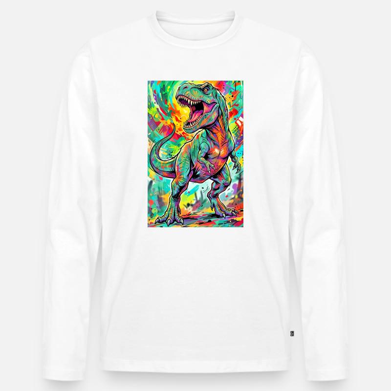 Dinosaurier - Männer Premium Bio Langarmshirt - Weiß