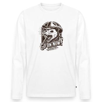 Vintage Go on Now Git Funny Cowboy Opossum Meme - Men's Premium Organic Long Sleeve Shirt - white - Front - Nico (187cm)