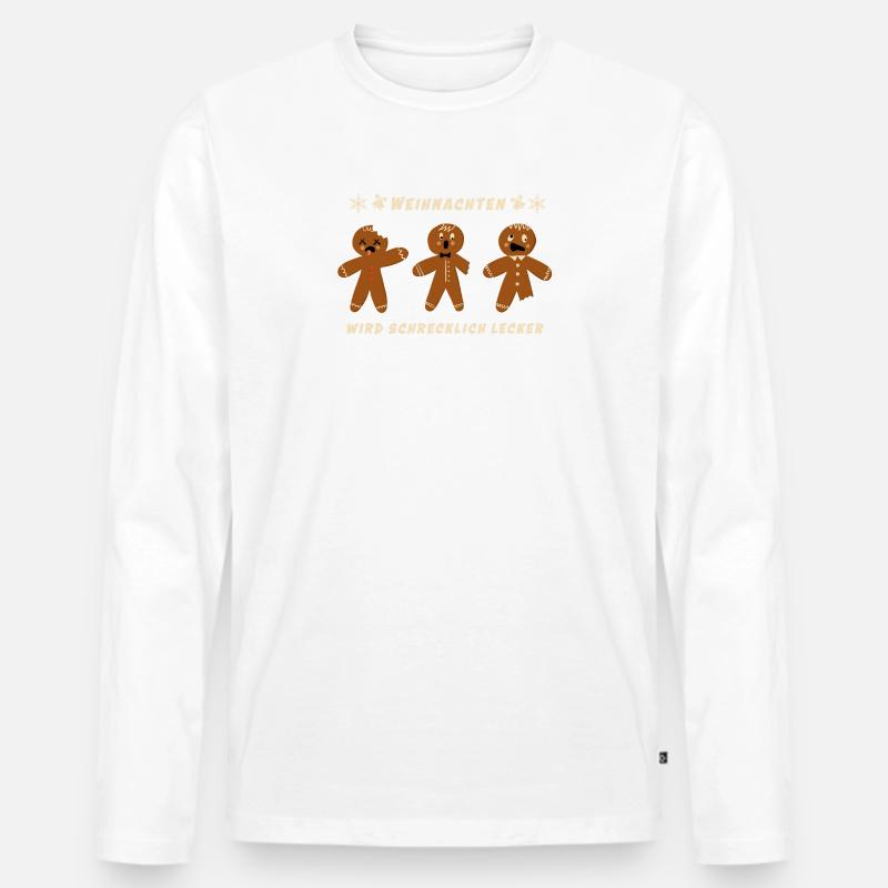 Weihnachten wird schrecklich lecker - Männer Premium Bio Langarmshirt - Weiß
