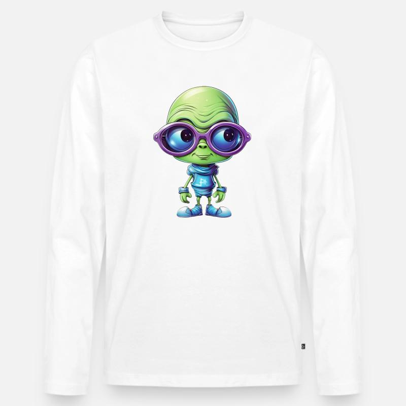 Nerdiges Alien mit Brille - Männer Premium Bio Langarmshirt - undefined