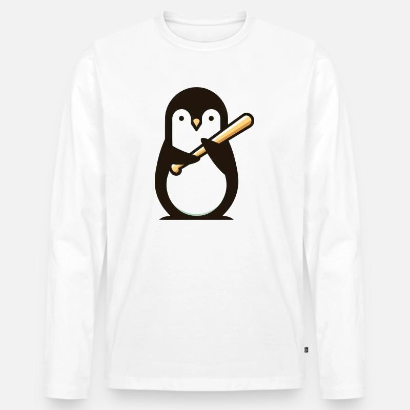 Süßer Pinguin Baseball Comic - Männer Premium Bio Langarmshirt - undefined