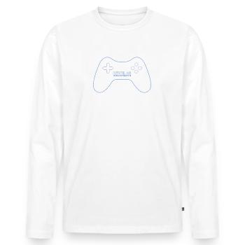Level 18 Komplettes neonblaues GamePad - Männer Premium Bio Langarmshirt - Weiß - Vorne - Nico (187cm)