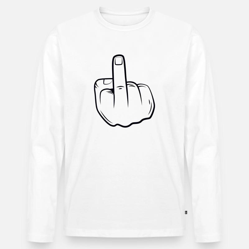 Mittelfinger - Männer Premium Bio Langarmshirt - Weiß