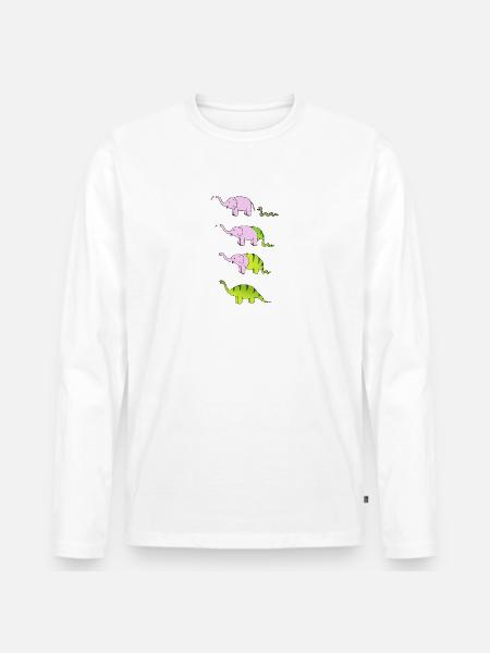 éléphant serpent dinosaure - T-shirt manches longues Premium bio Homme - blanc