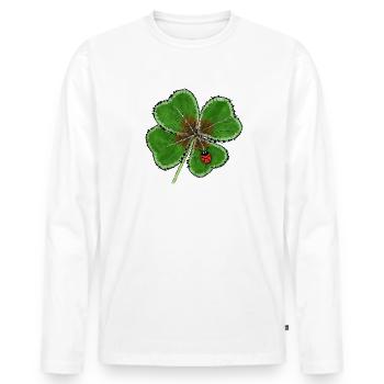 Lucky clover with lucky beetle - Men's Premium Organic Long Sleeve Shirt - white - Front - Nico (187cm)
