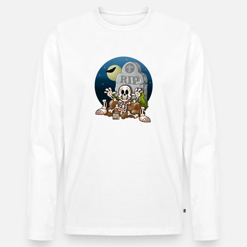 Cartoon Graveyard - Männer Premium Bio Langarmshirt - Weiß