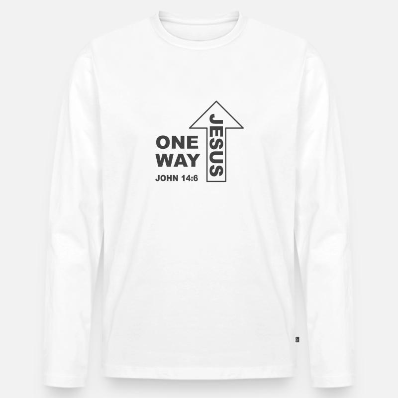 Christliches Design One Way Jesus - Männer Premium Bio Langarmshirt - Weiß