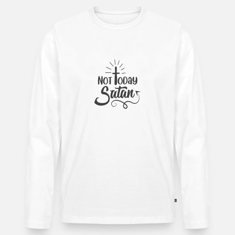 Christliches Design, nicht heute Satan - Männer Premium Bio Langarmshirt - Weiß