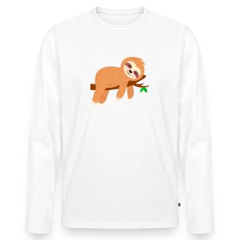 Faultier GEH WECH - Männer Premium Bio Langarmshirt - Weiß - Vorne - Nico (187cm)