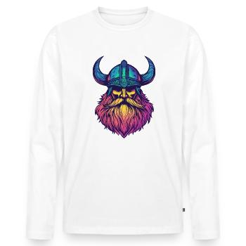 Wikinger - Männer Premium Bio Langarmshirt - Weiß - Vorne - Nico (187cm)