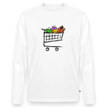 Full Shopping Cart Shopping Bags Gifts - Men's Premium Organic Long Sleeve Shirt - white - Front - Nico (187cm)