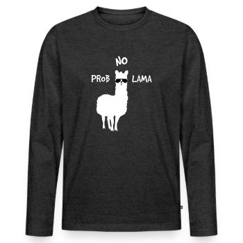 No Problama weiss - Männer Premium Bio Langarmshirt - Anthrazit meliert - Vorne - Nico (187cm)