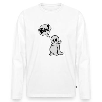Spooky Boo! - T-shirt manches longues Premium bio Homme - blanc - Devant - Nico (187cm)