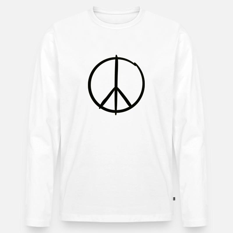Peacezeichen - Männer Premium Bio Langarmshirt - Weiß