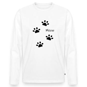 DZ0001 Miaou Pattes de Chat - T-shirt manches longues Premium bio Homme - blanc - Devant - Nico (187cm)