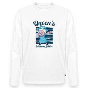 Dabbing British Queen Monarchy Platinum Jubilee - Men's Premium Organic Long Sleeve Shirt - white - Front - Nico (187cm)