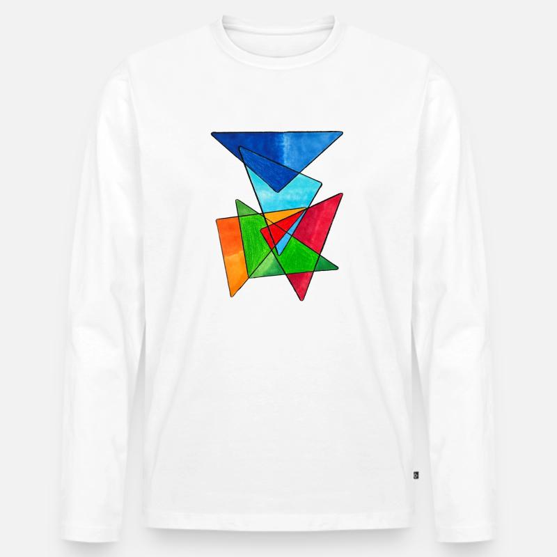 Coloured Triangles - Männer Premium Bio Langarmshirt - Weiß