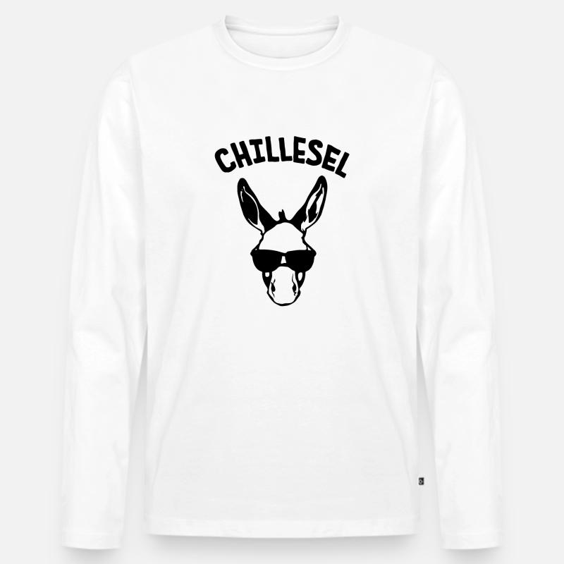 Chillesel Esel Geschenkidee - Männer Premium Bio Langarmshirt - Weiß