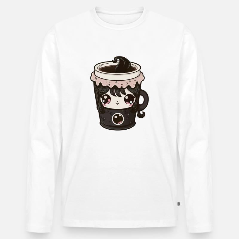 Gothic Kaffeetasse - Kawaii - Männer Premium Bio Langarmshirt - Weiß