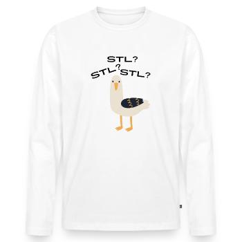 Mouette STL ? - T-shirt manches longues Premium bio Homme - blanc - Devant - Nico (187cm)