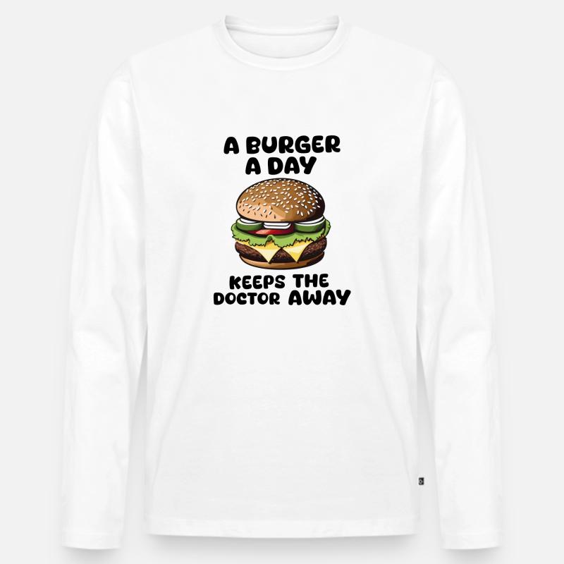 Burger Burger Burger! - Männer Premium Bio Langarmshirt - Weiß