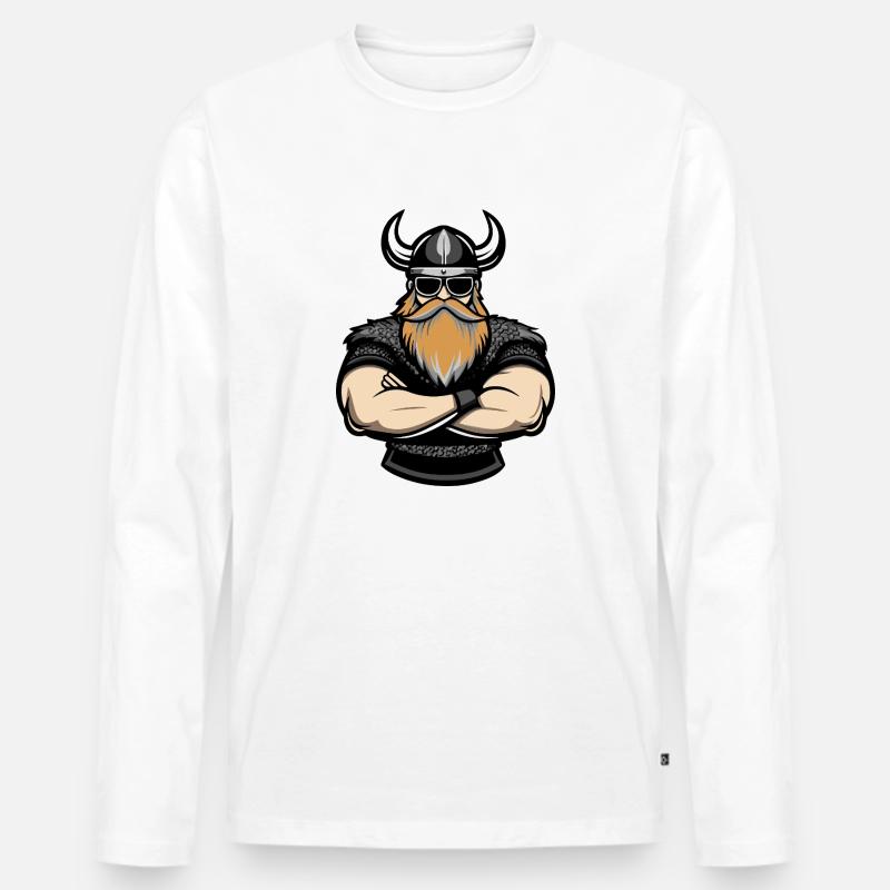 wikinger comic - Männer Premium Bio Langarmshirt - Weiß