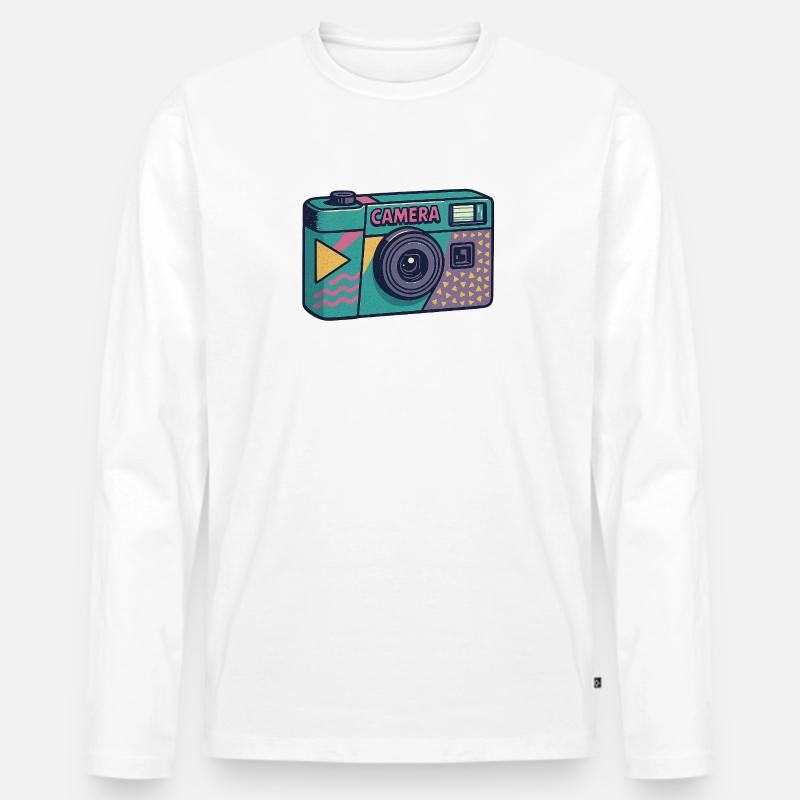 Millennial Retro Kamera - Männer Premium Bio Langarmshirt - Weiß