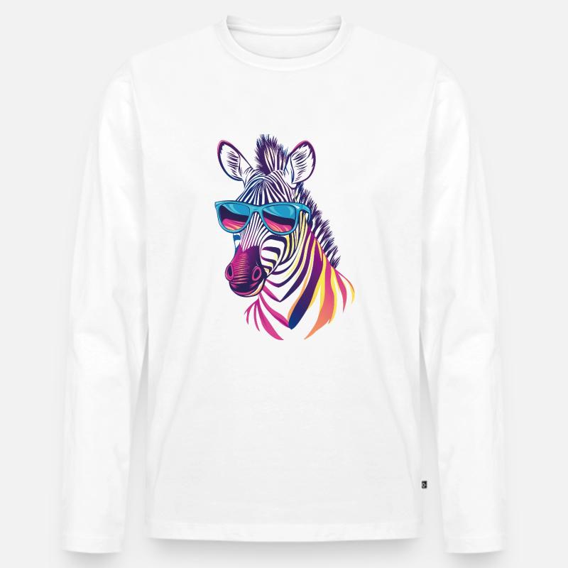 Zebra - Männer Premium Bio Langarmshirt - Weiß