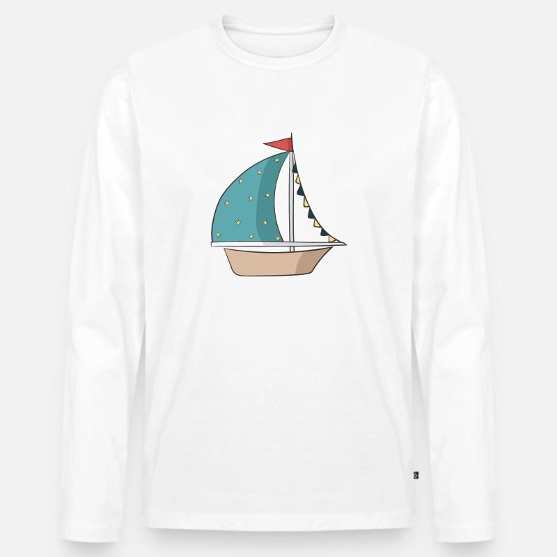 Segelboot - Männer Premium Bio Langarmshirt - Weiß