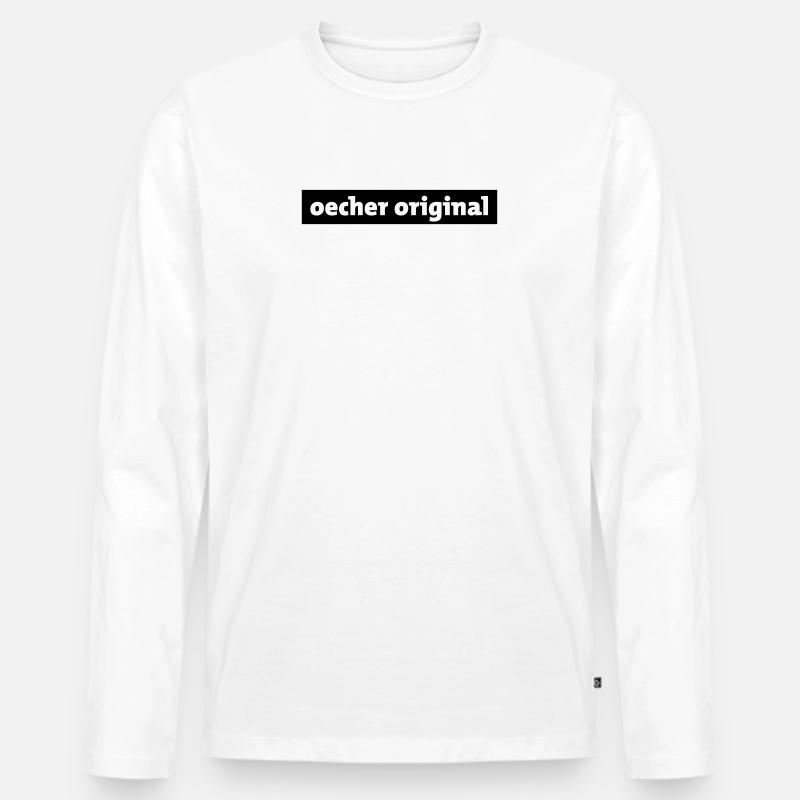 "Oecher Original" Aachen/Öche - Männer Premium Bio Langarmshirt - Weiß