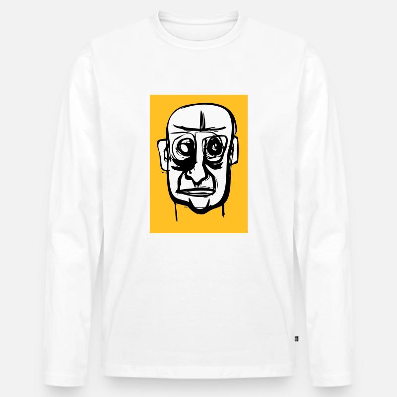 Kaput Gesicht - Männer Premium Bio Langarmshirt - Weiß