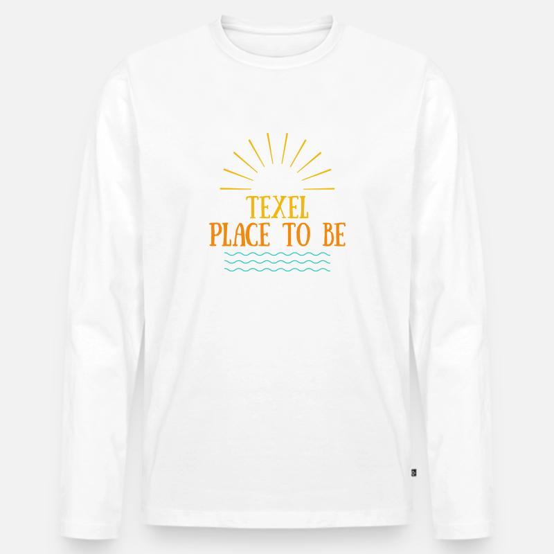 Texel Place To Be - Männer Premium Bio Langarmshirt - Weiß