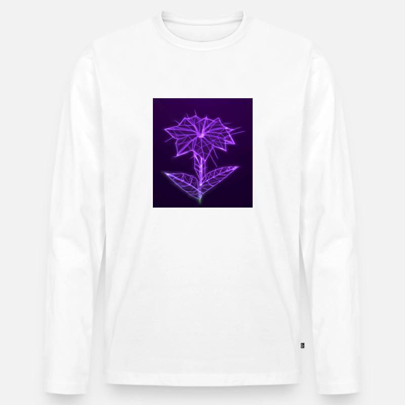 Polygonale Neon Rose - Männer Premium Bio Langarmshirt - Weiß