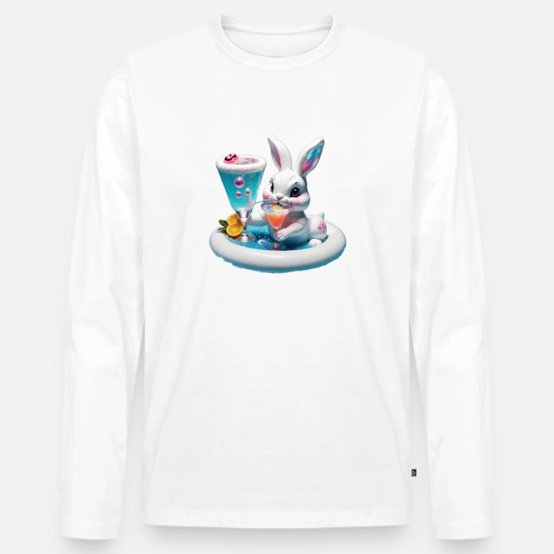 Cocktail Bunny - Männer Premium Bio Langarmshirt - Weiß